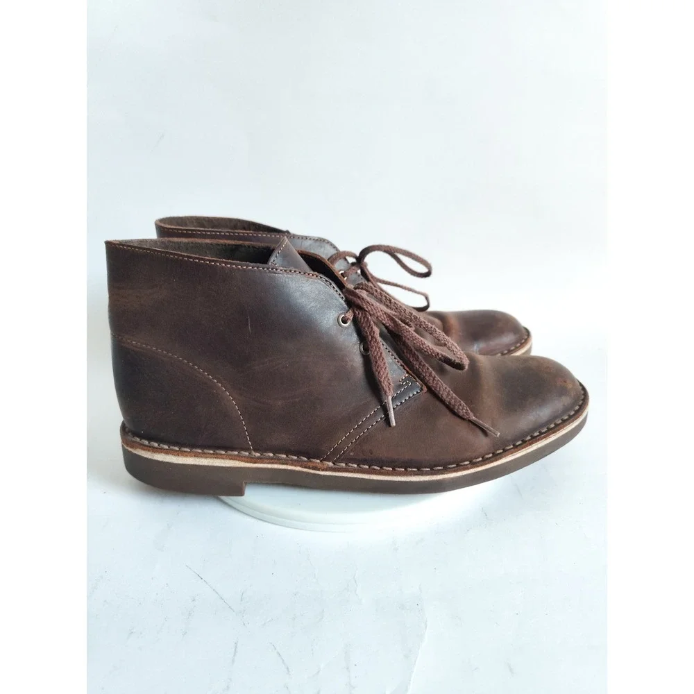 Clarks Chukka Boots 9 Desert Beeswax Bushacre Leather Lace Up Mens Shoes Brown